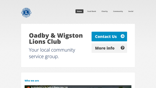 Screenshot of the Oadby & Wigston Lions Club website