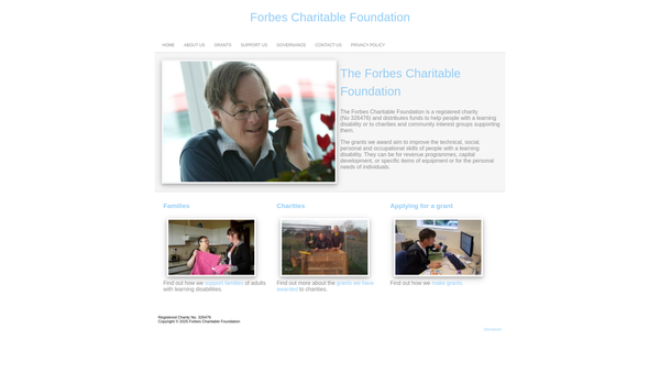 Screenshot of the The Forbes Charitable Foundation website