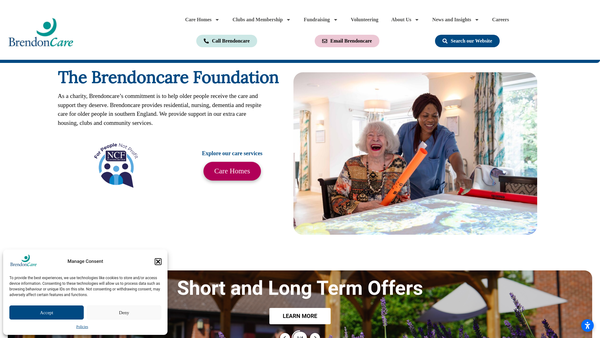 Screenshot of the The Brendoncare Foundation website