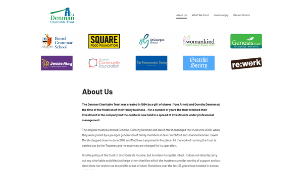 Screenshot of the Denman Charitable Trust website