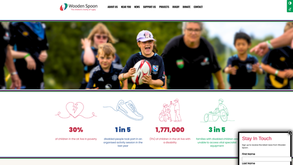 Screenshot of the Wooden Spoon Society website