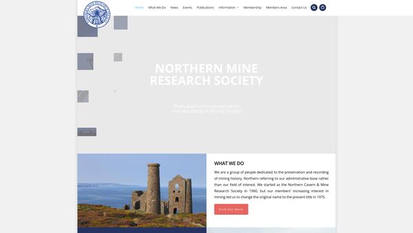 Screenshot of the Northern Mine Research Society website