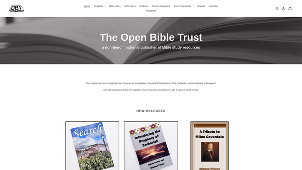 Screenshot of the The Open Bible Trust website