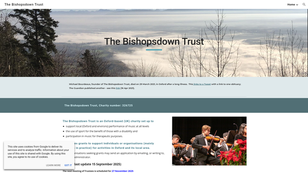 Screenshot of the The Bishopsdown Trust website