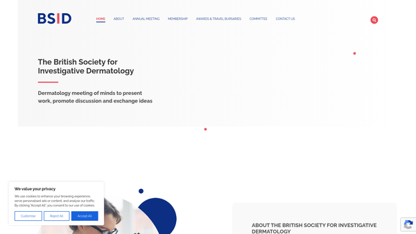 Screenshot of the British Society For Investigative Dermatology website