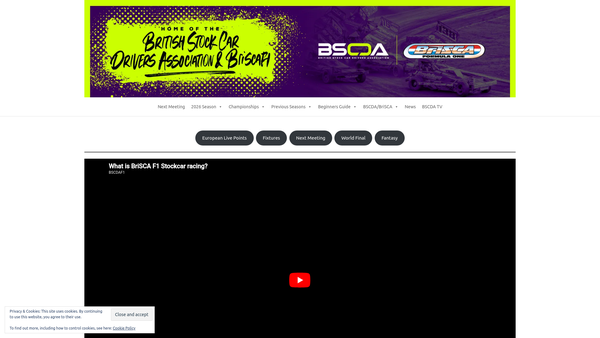 Screenshot of the The British Stock Car Drivers Trust Fund website