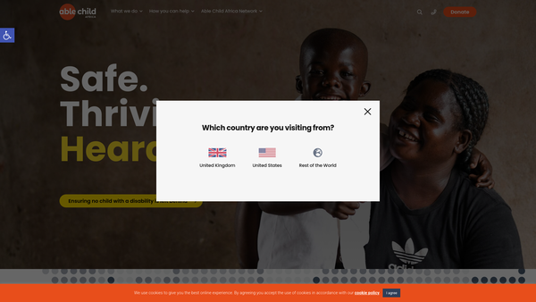 Screenshot of the Able Child Africa website