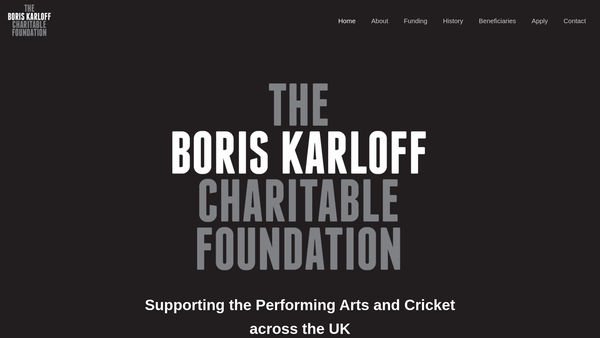 Screenshot of the The Boris Karloff Charitable Foundation website