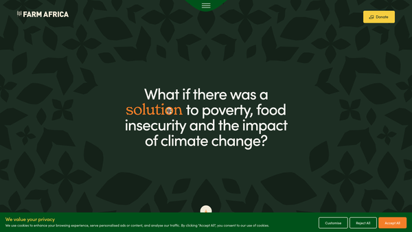 Screenshot of the Farm Africa Limited website