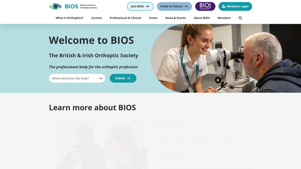 Screenshot of the British And Irish Orthoptic Society website