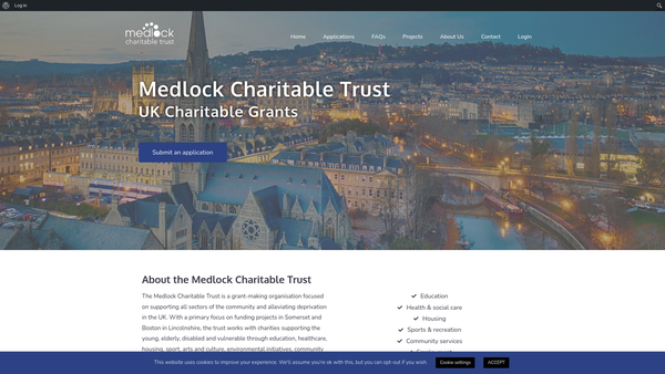 Screenshot of the The Medlock Charitable Trust website