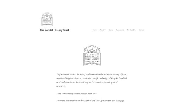 Screenshot of the The Yorkist History Trust website