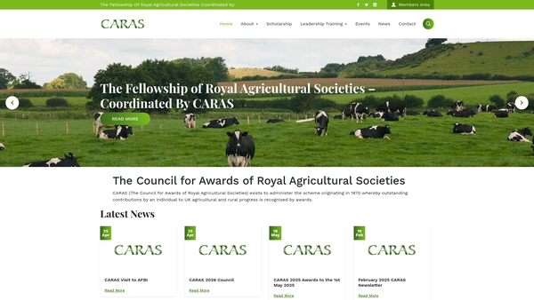 Screenshot of the The Council For Awards Of Royal Agricultural Societies website