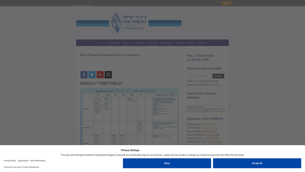 Screenshot of the Ner Yisroel Educational Trust website