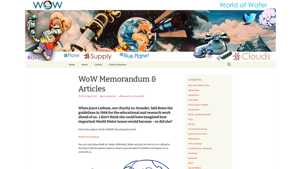 Screenshot of the World Of Water website