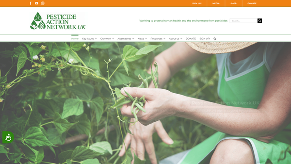 Screenshot of the Pesticide Action Network UK website