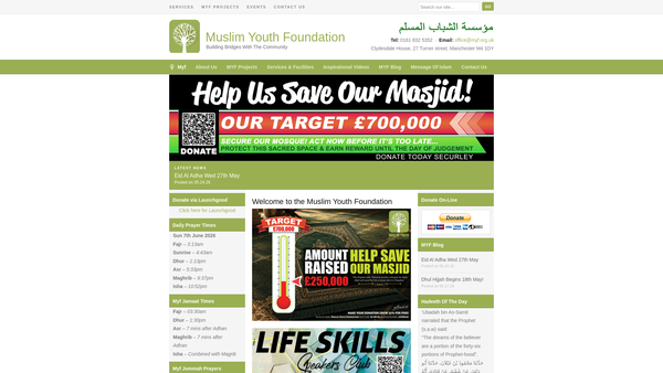 Screenshot of the The Muslim Youth Foundation website