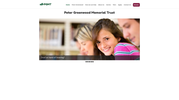 Screenshot of the The Peter Greenwood Memorial Trust for Deaf People website