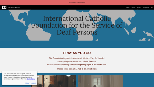 Screenshot of the International Catholic Foundation For The Service Of Deaf Persons website