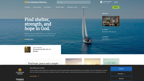 Screenshot of the Our Daily Bread Ministries Trust website