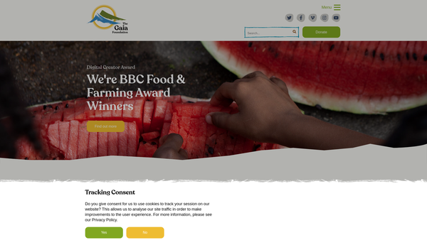 Screenshot of the The Gaia Foundation website