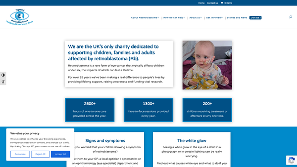Screenshot of the Childhood Eye Cancer Trust website