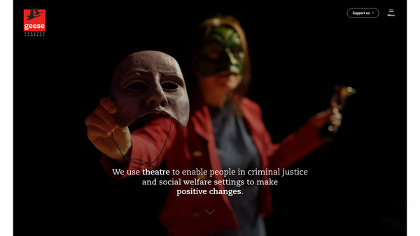 Screenshot of the Geese Theatre Company Limited website