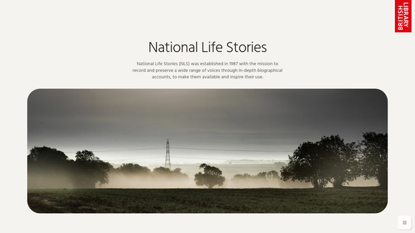 Screenshot of the The National Life Story Collection website