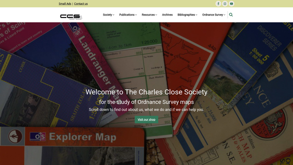 Screenshot of the The Charles Close Society For The Study Of Ordnance Survey Maps website
