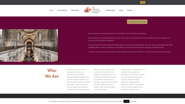 Screenshot of the Chartered Accountants' Livery Charity website