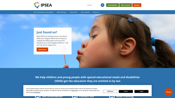 Screenshot of the Independent Provider of Special Education Advice website