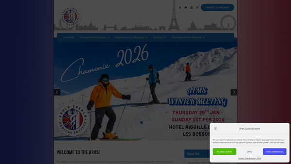 Screenshot of the Anglo-French Medical Society website