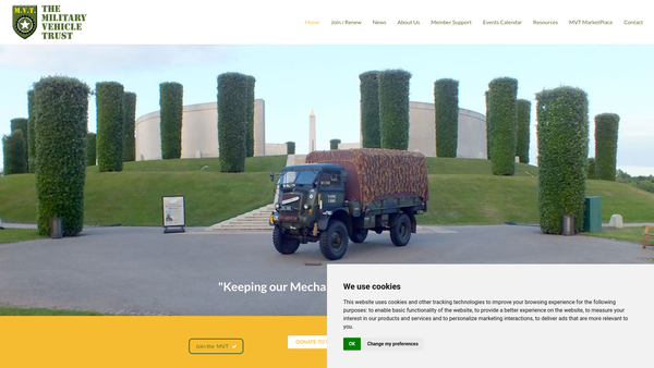 Screenshot of the The Military Vehicle Trust website
