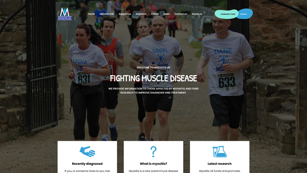 Screenshot of the Myositis UK website