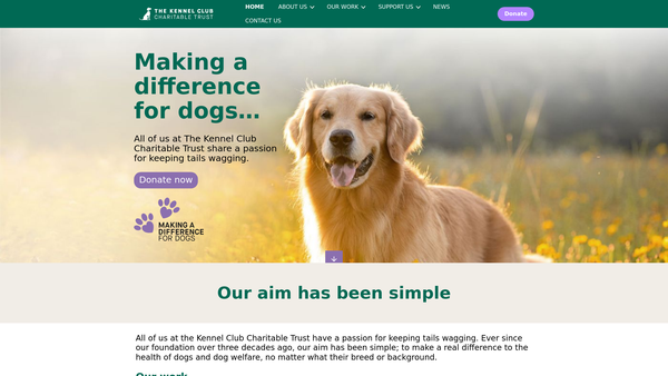 Screenshot of the The Kennel Club Charitable Trust website