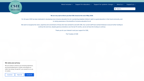 Screenshot of the Centre For Studies On Inclusive Education Limited website