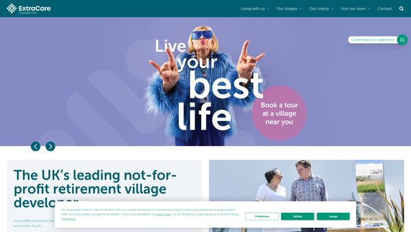 Screenshot of the The Extracare Charitable Trust website