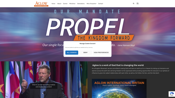 Screenshot of the Aglow International (Britain) website