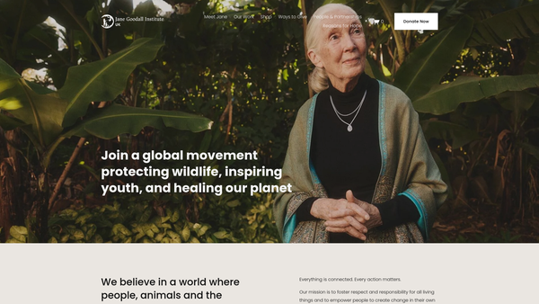 Screenshot of the The Jane Goodall Institute (UK) website