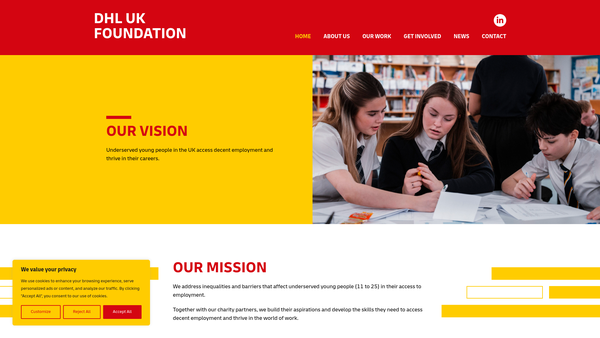 Screenshot of the The Dhl UK Foundation website