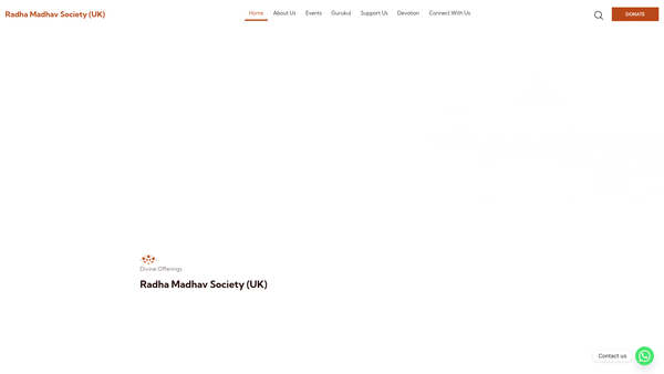 Screenshot of the Radha Madhav Society (UK) website