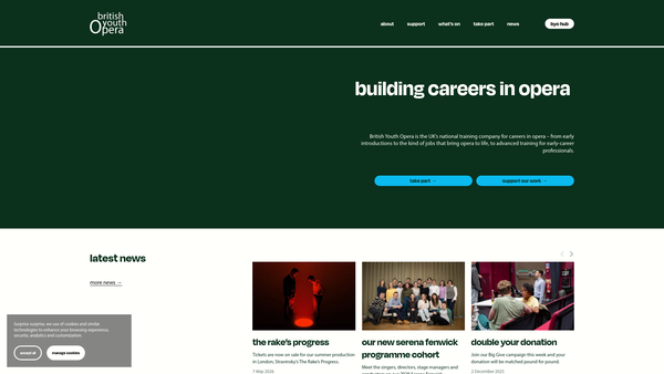 Screenshot of the British Youth Opera website