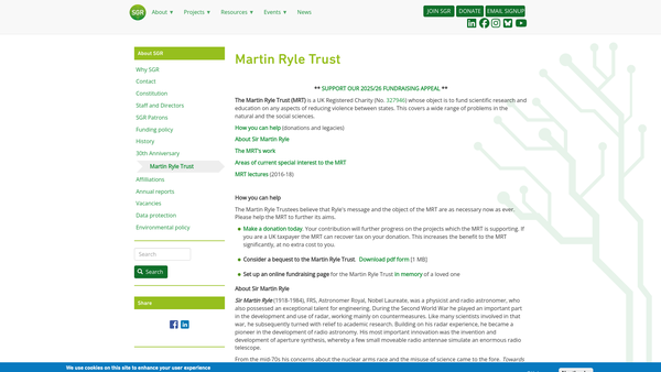 Screenshot of the The Martin Ryle Trust website