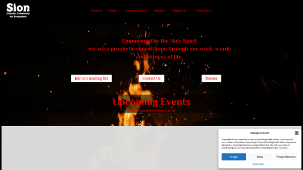 Screenshot of the The Sion Community For Evangelism website