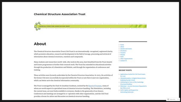 Screenshot of the The Chemical Structure Association Trust website