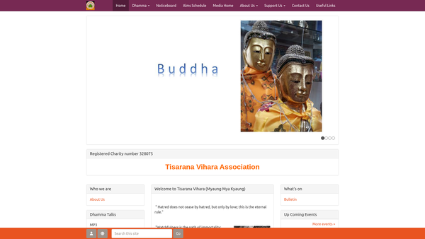 Screenshot of the Tisarana Vihara Association website