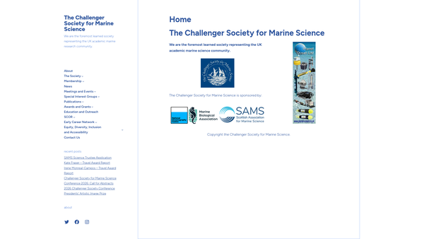 Screenshot of the Challenger Society For Marine Science website