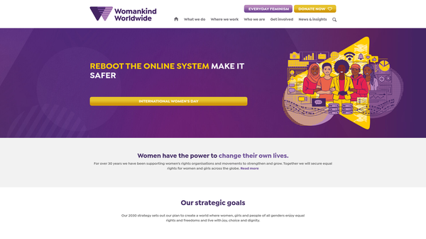 Screenshot of the Womankind Worldwide website