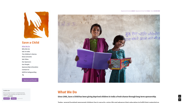 Screenshot of the Save A Child website