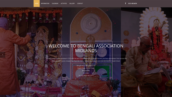 Screenshot of the Bengali Association Midlands website